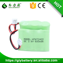 2 / 3aa batterie rechargeable nimh batterie de téléphone sans fil 3.6v 600mah